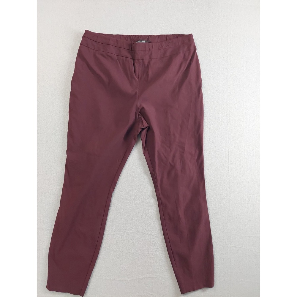 New York & Company Women Dress Pant XL Burgundy High Waist Ankle Skinny Pull On
